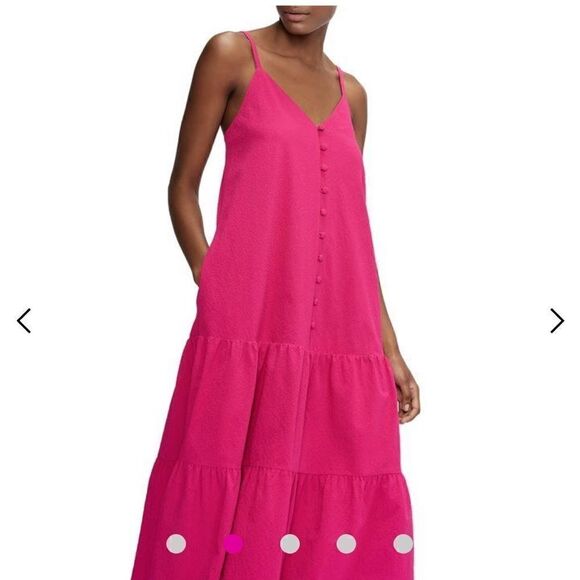 Ted Baker Luaan Button Through Cami Dress Deep Pink Size 2 - US 4-6 - Picture 4 of 11